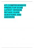 ATI COMPREHENSIVE  PREDICTOR EXAM  LATEST VERSION  RETAKE GUIDE  QUESTIONS AND  ANSWERS