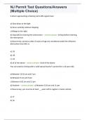 NJ Permit Test 240&plus; Questions AND 100&percnt; verified Answers &lpar;Multiple Choice&rpar;