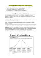 Marketing Consumentengedrag en technologische ontwikkelingen. Deel 1 - Roger's adoptiecurve. Samenvatting inclusief begrippen, theorieën, kenmerken en visualisatie.