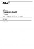 AQA A-level ENGLISH LANGUAGE 7702&sol;1 Paper 1&Tab;Language&comma; the individual and society