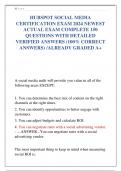 HUBSPOT SOCIAL MEDIA CERTIFICATION EXAM 2024 NEWEST ACTUAL EXAM COMPLETE 150 QUESTIONS WITH DETAILED VERIFIED ANSWERS &lpar;100&percnt; CORRECT ANSWERS&rpar; &sol;ALREADY GRADED A&plus;