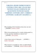 VIRGINIA HOME IMPROVEMENT CONTRACTING &lpar;HIC&rpar; EXAM 2024 NEWEST EXAM COMPLETE 150 QUESTIONS WITH DETAILED VERIFIED ANSWERS &lpar;100&percnt; CORRECT ANSWERS&rpar; &sol;ALREADY GRADED A&plus;