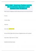 WGU C963 - American Politics and the US Constitution &lpar;Quizzes&rpar; Latest Updated 2024 Graded A&plus;  with complete solution 2024