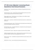 CT All-Lines Adjuster Licensing Exam Questions And Actual Answers&period;