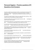 Personal Hygiene - Practice questions ATI Questions And Answers