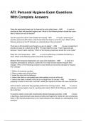 ATI&colon; Personal Hygiene Exam Questions With Complete Answers