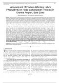  Assessment of Factors Affecting Labor  Productivity on Road Construction Projects in  Oromia Region&comma; Bale Zone