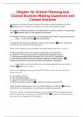Chapter 12- Critical Thinking and Clinical Decision Making Questions and Correct Answers