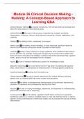 Module 36 Clinical Decision Making - Nursing&colon; A Concept-Based Approach to Learning Q&A