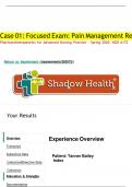 Tanner Bailey Pain Management Shadow Health Focused Exam- Transcript with Complete Solution&period;