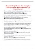  Dynamic Study Module -The Concept of Clinical Decision Making Questions and Correct Answers