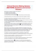 Clinical Decision Making Quizzes &lpar;MIDTERM&rpar; Questions and Correct Answers