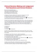 Clinical Decision Making and Judgement Test Questions and Correct Answers
