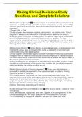 Making Clinical Decisions Study Questions and Complete Solutions