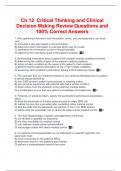 Ch 12 Critical Thinking and Clinical Decision Making Review Questions and 100&percnt; Correct Answers