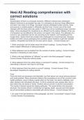 Hesi A2 Reading comprehension with correct solutions