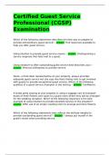 Certified Guest Service Professional &lpar;CGSP&rpar; Examination