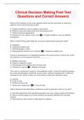 Clinical Decision Making Post Test Questions and Correct Answers