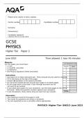 AQA GCSE PHYSICS Higher Tier&Tab;Paper 2    June 2023