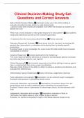 Clinical Decision Making Study Set- Questions and Correct Answers