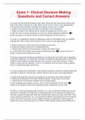 Exam 1- Clinical Decision Making Questions and Correct Answers