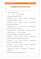 Sample questionnaire for testing simple software application