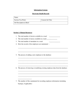 Sample questionnaire for Electronic Health Records