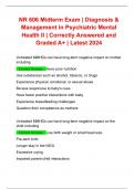BUNDLE for NR 606 Midterm Exam &vert; Diagnosis & Management in Psychiatric Mental Health II Midterm Exam &vert; Questions and Answers Graded A&plus; &vert; Latest 2024