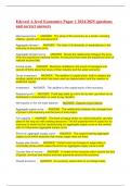 Edexcel A-level Economics Paper 1 2024&sol;2025 questions and correct answers