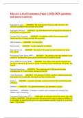 Edexcel A-level Economics Paper 1 2024&sol;2025 questions and correct answers
