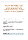 HESI MATERNITY OB EXAM 2023 ACTUAL EXAM COMPLETE 55 QUESTIONS WITH DETAILED VERIFIED ANSWERS &lpar;100&percnt; CORRECT ANSWERS&rpar; &sol;ALREADY GRADED A&plus;