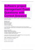 Software project management Exam Questions with Correct Answers