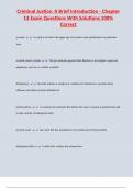 Criminal Justice&colon; A Brief Introduction - Chapter  13 Exam Questions With Solutions 100&percnt;  Correct