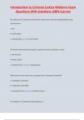 Introduction to Criminal Justice Midterm Exam  Questions With Solutions 100&percnt; Correct