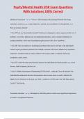 Psych&sol;Mental Health EOR Exam Questions  With Solutions 100&percnt; Correct