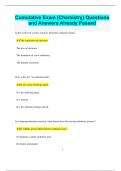 Cumulative Exam &lpar;Chemistry&rpar; Questions  and Answers Already Passed