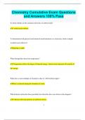 Chemistry Cumulative Exam Questions  and Answers 100&percnt; Pass