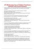 ATI RN Nursing Care of Children Final Exam Question and Correct Answers
