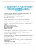 FINAL EXAM GOVERNMENT AND POLITICS 2024 SPRING UPDATED ANSWERS LATEST A GRADED