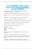 FINAL EXAM GOVERNMENT AND POLITICS 2024 SPRING UPDATED ANSWERS LATEST A GRADED