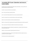 Accounting 309&colon; Exam 1 Questions And Answers Latest Update