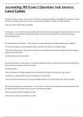 Accounting 309 Exam 2 Questions And Answers Latest Update
