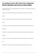 Accounting Systems 309&colon; Final Exam Assignment Review Questions And Answers Latest Update