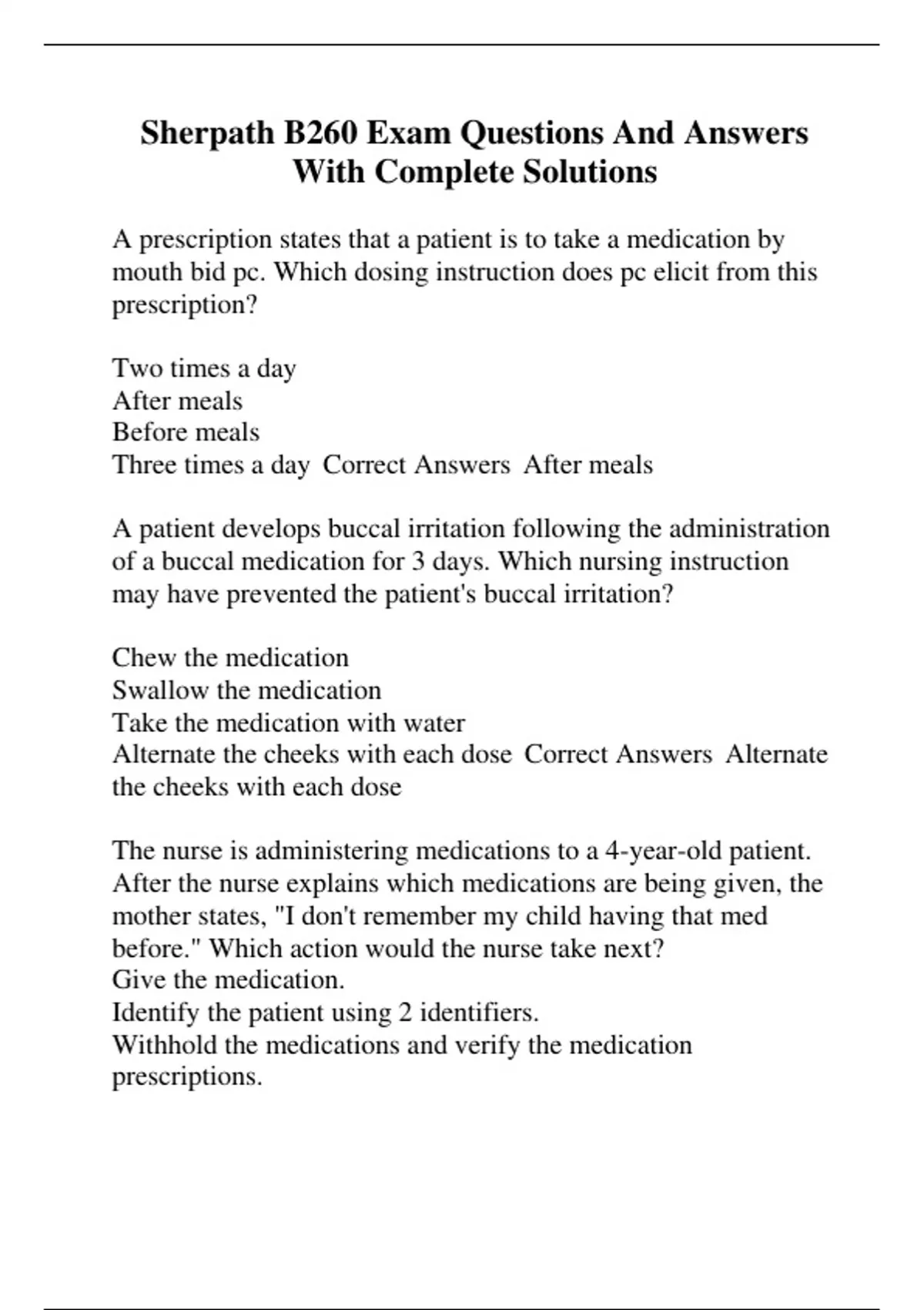 Sherpath B260 Exam Questions And Answers With Complete Solutions - B260 ...