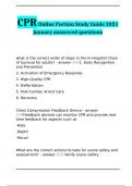 CPR Online Portion Study Guide 2021 January answered questions