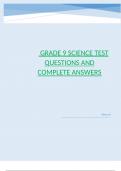 Grade 9 Science test questions and complete answers