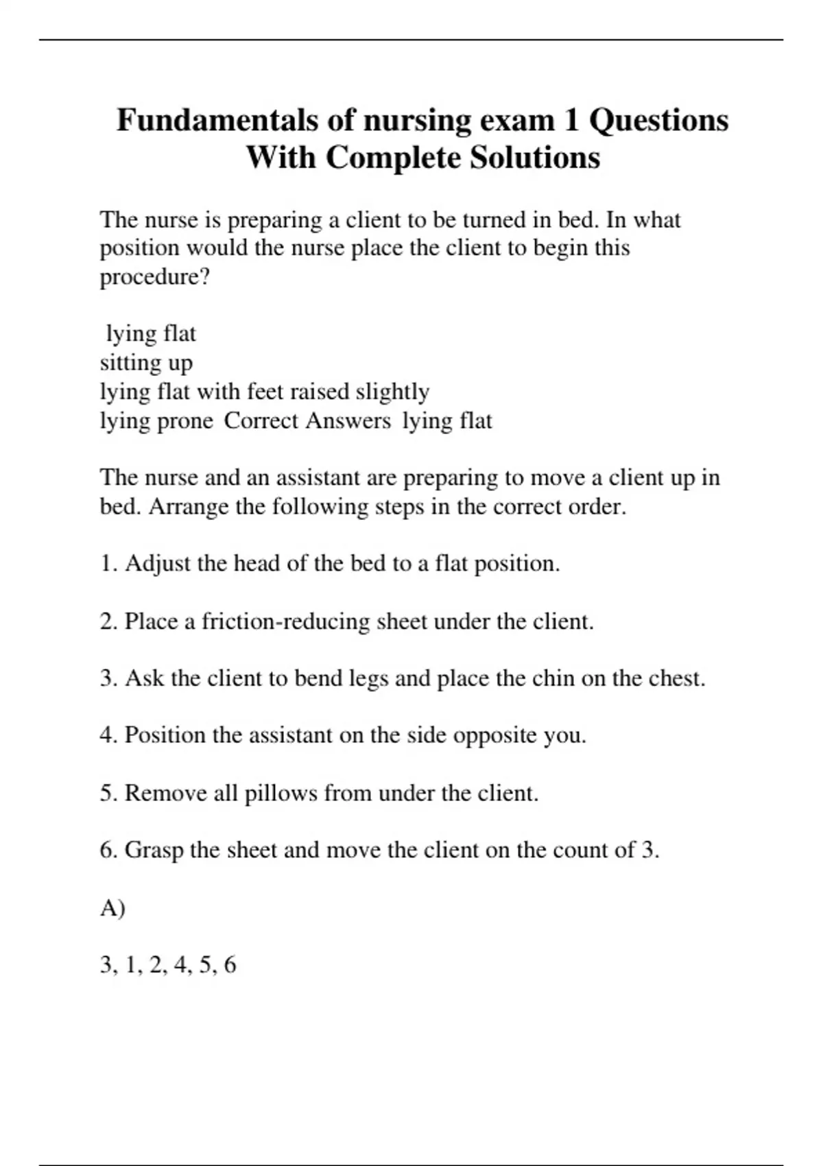 Fundamentals of nursing exam 1 Questions With Complete Solutions - LVN ...