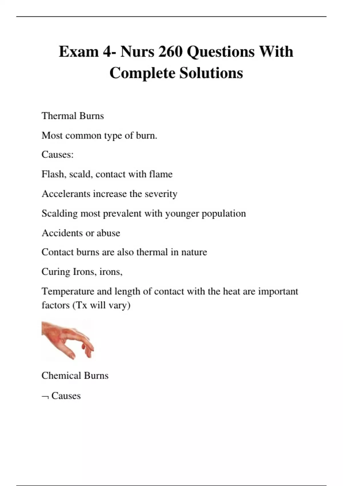 Exam 4- Nurs 260 Questions With Complete Solutions - Nurs 260 - Stuvia US