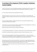 Learning & Development With Complete Solutions Latest Update