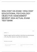 WGU D307 OA EXAM &sol; WGU D307 EDUCATIONAL PSYCHOLOGY OBJECTIVE ASSESSMENT NEWEST 2024 ACTUAL EXAM TEST BANK